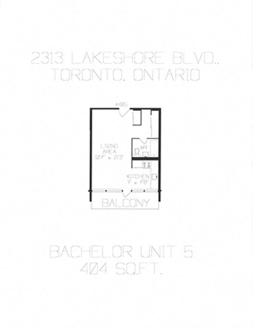 Floor plan for studio, 1 bath, 404 sqft
